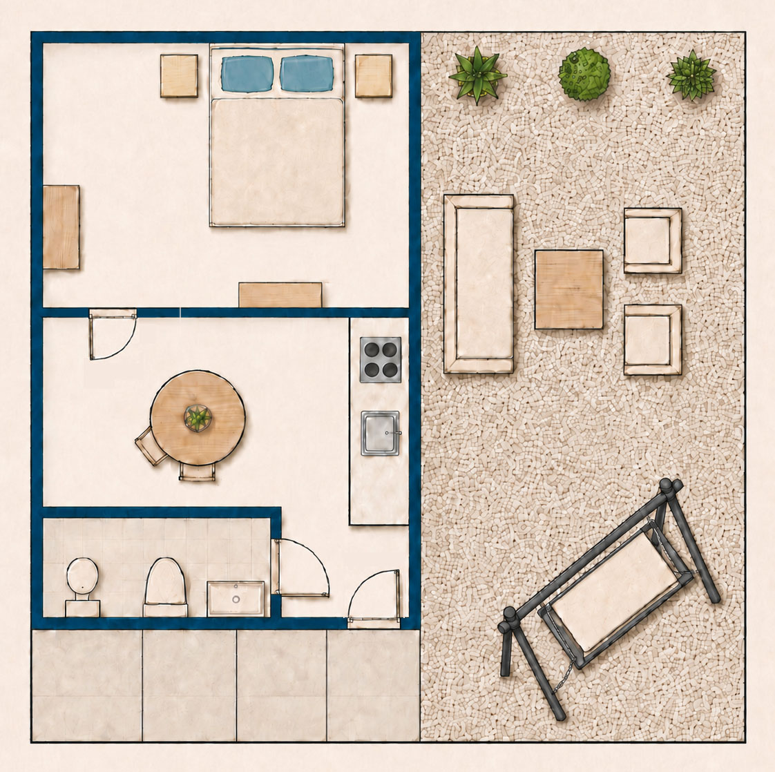Plattegrond van Appartement 1 - Souterrain