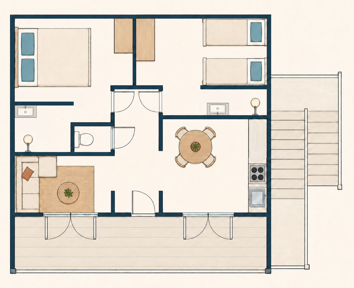 Plattegrond van Appartement 2 - Begane grond